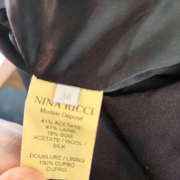 Nina Ricci Women's Black Purple Silk Wool Blend Back Zipper Pencil Skirt 38 XS 2 - Picture 11 of 12